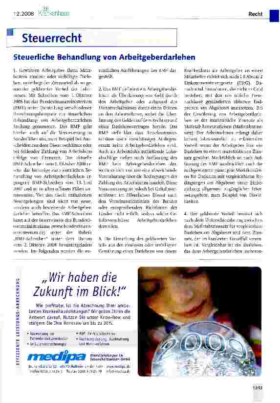 Vorschauseite 1: Steuerliche Behandlung von Arbeitgeberdarlehen