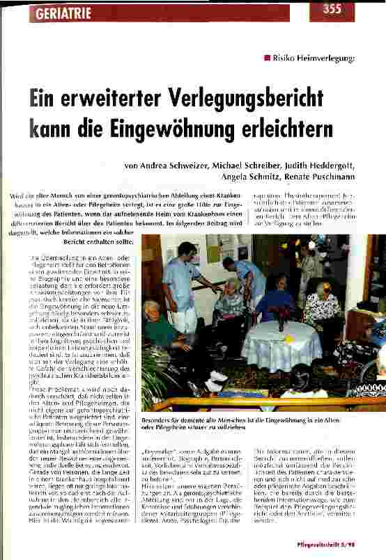 Vorschauseite 1: Risiko Heimverlegung: Ein erweiterter Verlegungsbericht kann die Eingewöhnung erleichtern