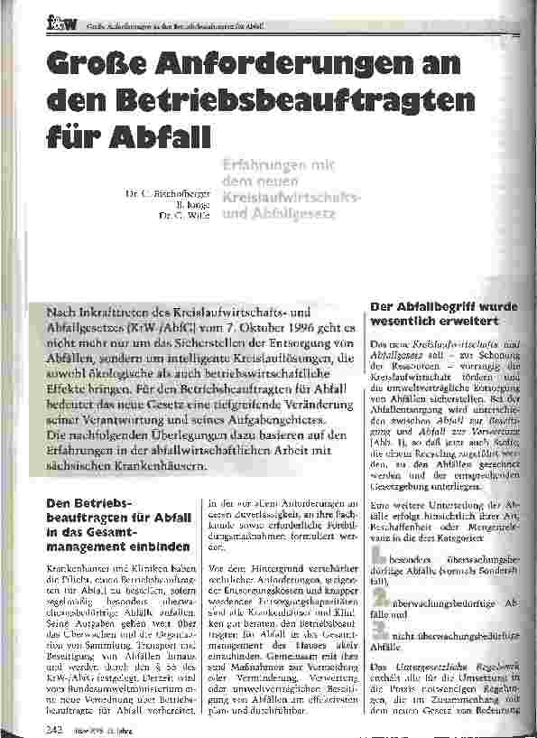 Vorschauseite 1: Große Anforderungen an den Betriebsbeautragten für Abfall