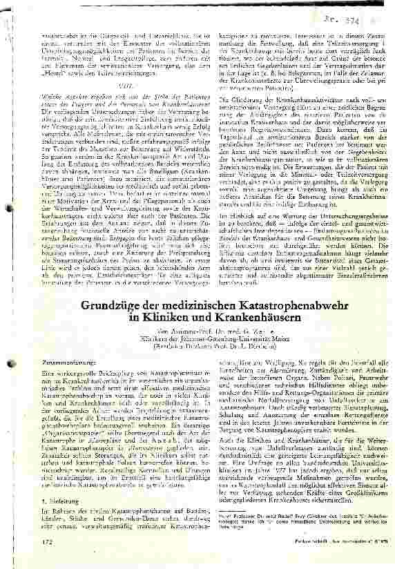 Vorschauseite 1: Grundzüge der med. Katastrophenabwehr an Kliniken und Krankenhäusern