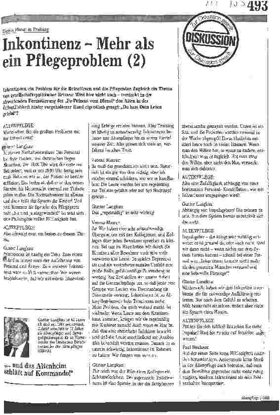Vorschauseite 1: Inkontinenz-Mehr als ein Pflegeproblem, (2) Interview mit G. Langkau