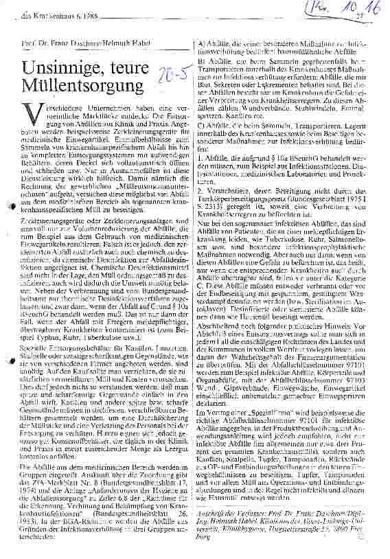 Vorschauseite 1: Unsinnige teure Müllentsorgung