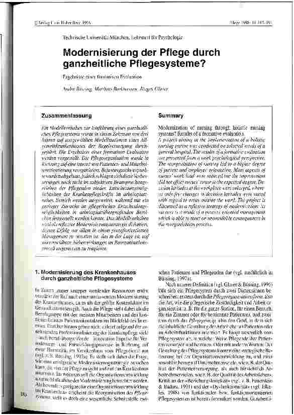 Vorschauseite 1: Modernisierung der Pflege durch ganzheitliche Pflegesysteme? Ergebnisse der formativen Evaluation