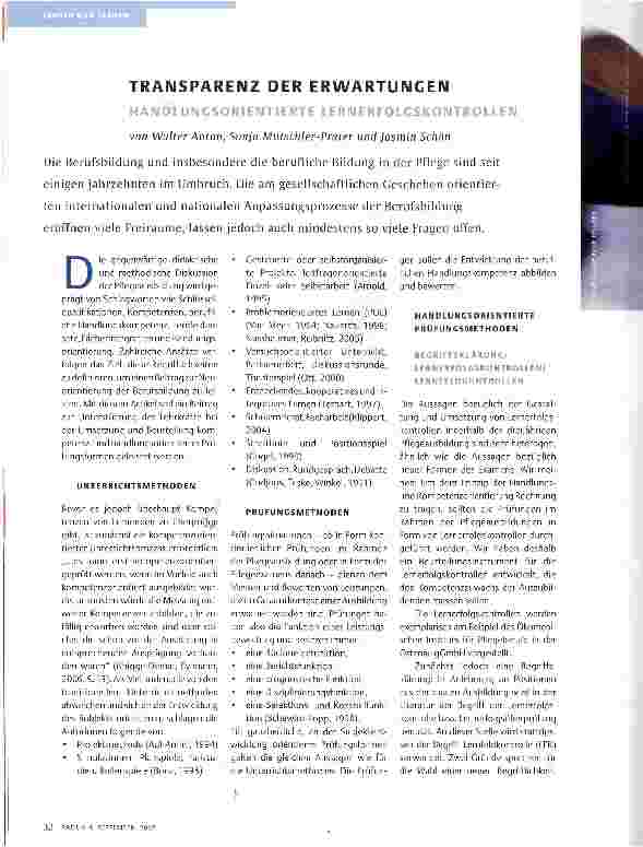 Vorschauseite 1: TRANSPARENZ DER ERWARTUNGEN