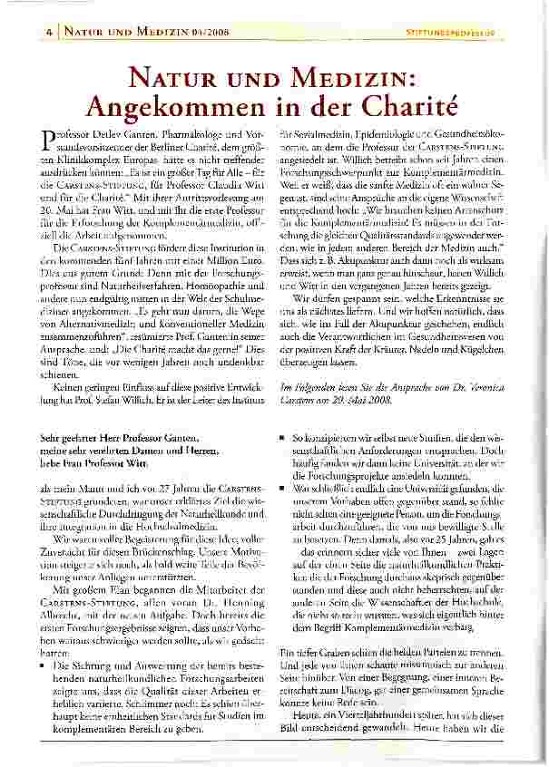 Vorschauseite 1: NATUR UND MEDIZIN: Angekommen in der Charite
