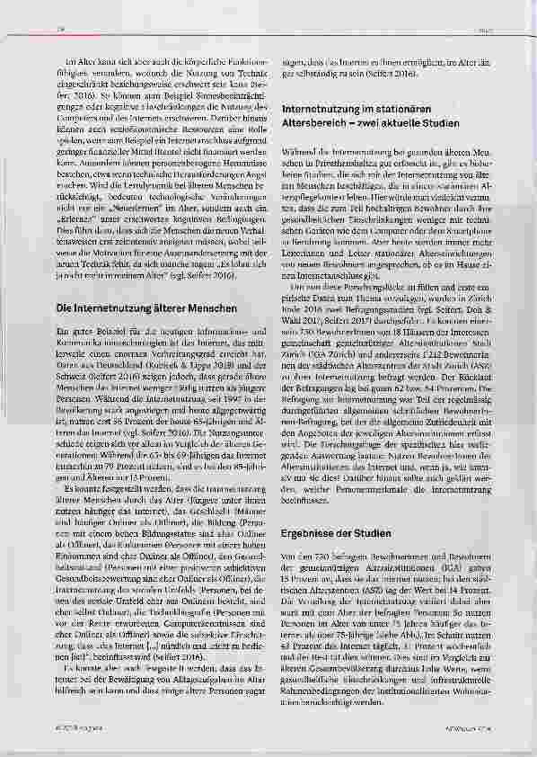 Vorschauseite 2: Internetnutzung in stationären Altersinstitutionen