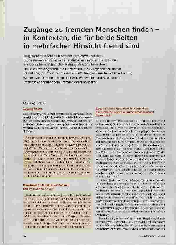 Vorschauseite 1: Zugänge zu fremden Menschen finden in Kontexten, die für beide Seiten in mehrfacher Hinsicht fremd sind