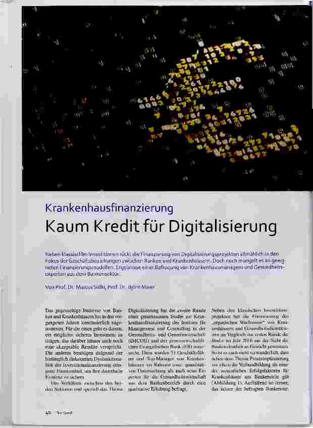 Vorschauseite 1: Kaum Kredit für Digitalisierung