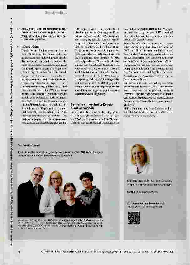 Vorschauseite 3: Berufspolitische Arbeitsinhalte für das nächste Jahr