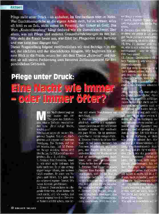 Vorschauseite 1: Eine Nacht wie immer - oder immer öfter? Pflege unter Druck