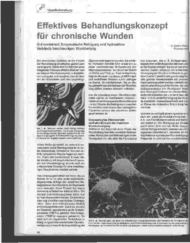 Vorschauseite 1: Effektives Behandlungskonzept für chronische Wunden Gut kombiniert: Enzymatische Reinigung und hydroaktive Verbände beschleunigen Wundheilung