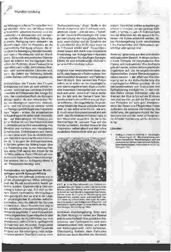 Vorschauseite 2: Effektives Behandlungskonzept für chronische Wunden Gut kombiniert: Enzymatische Reinigung und hydroaktive Verbände beschleunigen Wundheilung