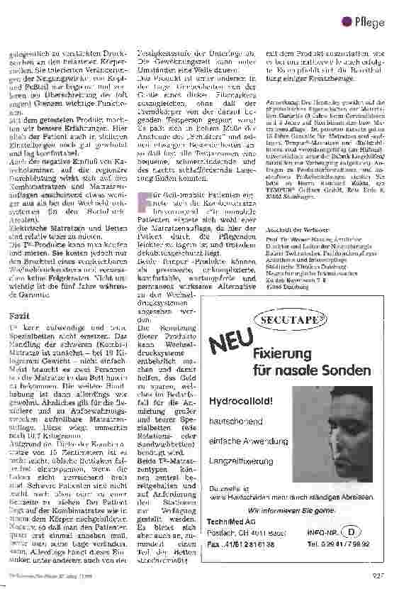 Vorschauseite 5: Neue Materialien für die Dekubitusprophylaxe und -therapie Gibt es eine preiswerte Alternative zu Wechseldruckmatratzen?
