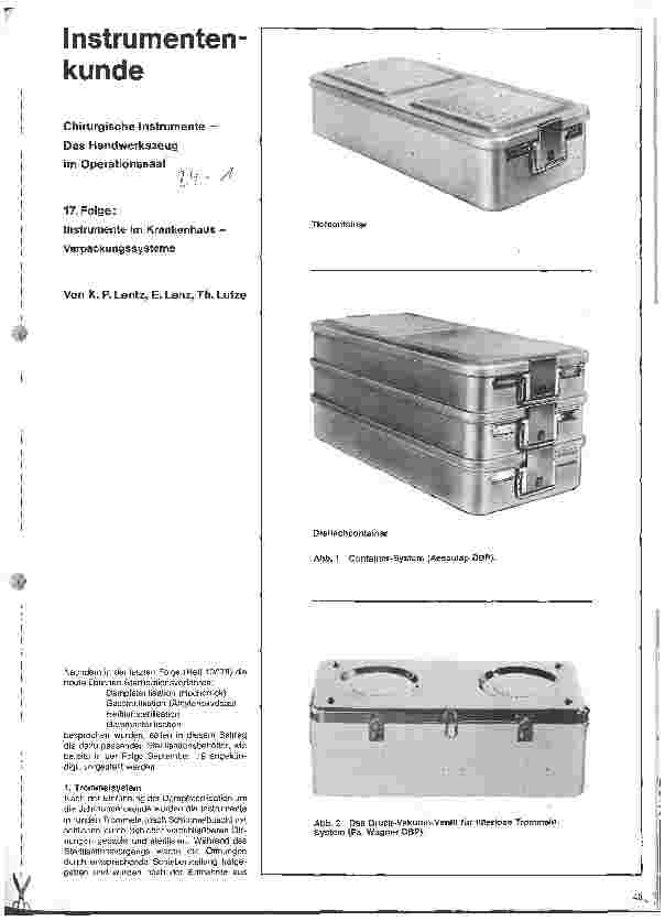 Vorschauseite 1: Instrumentenkunde 17. Folge: Instrumente im Krankenhaus-Verpackungssystem