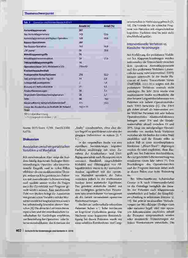 Vorschauseite 4: Operatives Risiko geriatrischer Patienten in der Herzchirurgie