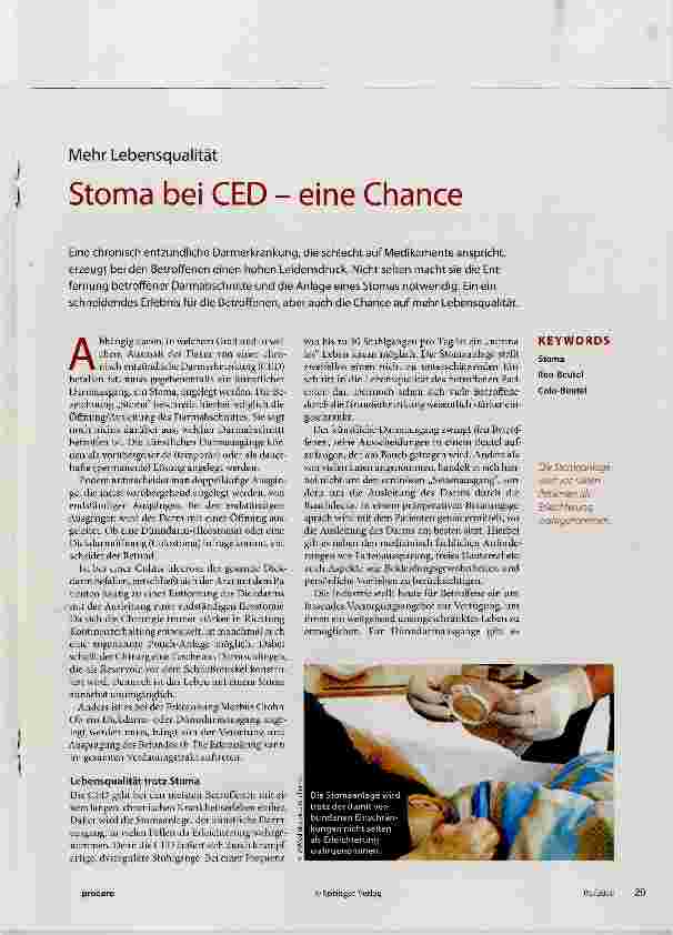 Vorschauseite 1: Stoma bei CED - eine Chance