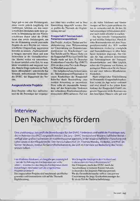 Vorschauseite 2: DVKC-Förderpreis Plattform für Innovationen