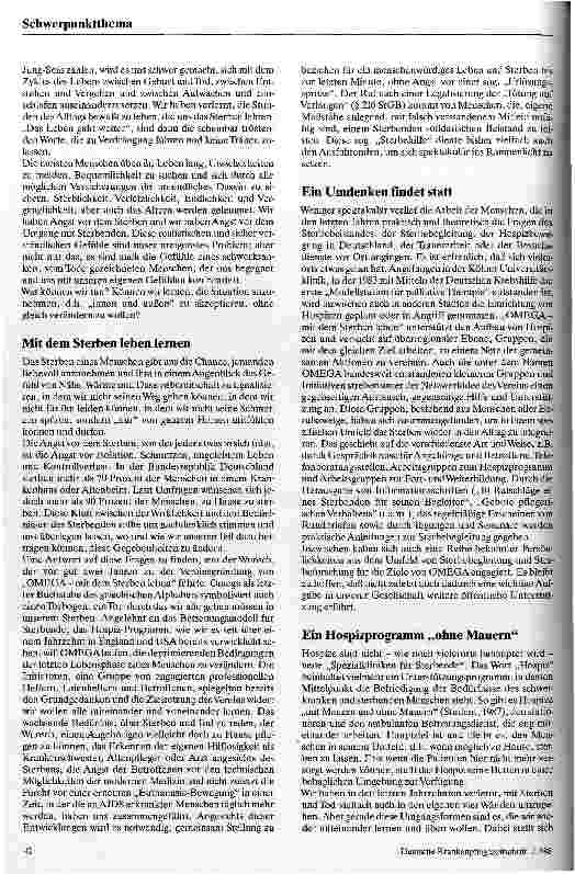 Vorschauseite 2: Sterbende begleiten - eine Chance für unser Leben