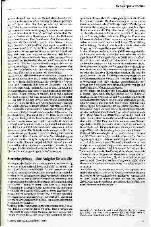 Vorschauseite 3: Sterbende begleiten - eine Chance für unser Leben