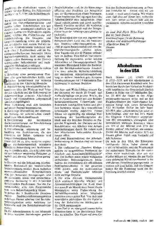 Vorschauseite 2: Aufbau und Organisation der Alkoholikerbetreuung in einer Großstadt Erfahrungsbericht