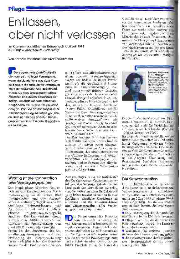 Vorschauseite 1: Entlassen, aber nicht verlassen Im Krankenhaus München Neuperlach läuft seit 1995 das Projekt Koordinierte Entlassung