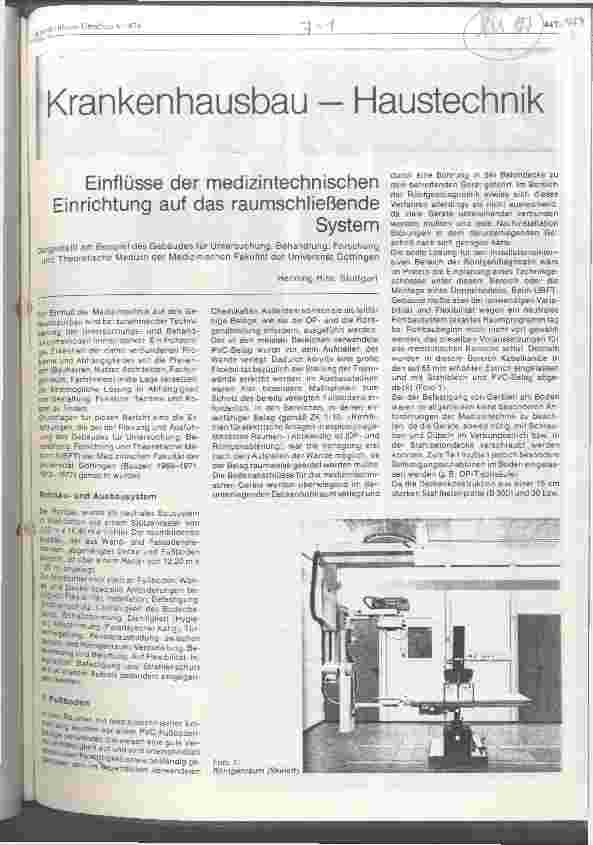 Vorschauseite 1: Einflüsse der medizintechnischen Einrichtung auf das raumschließende System