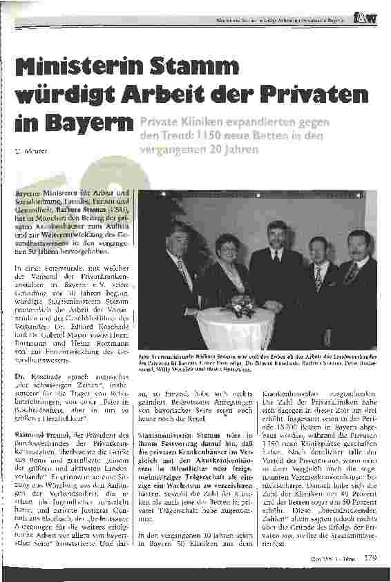 Vorschauseite 1: Ministerin Stamm würdigt Arbeit der Privaten in Bayern