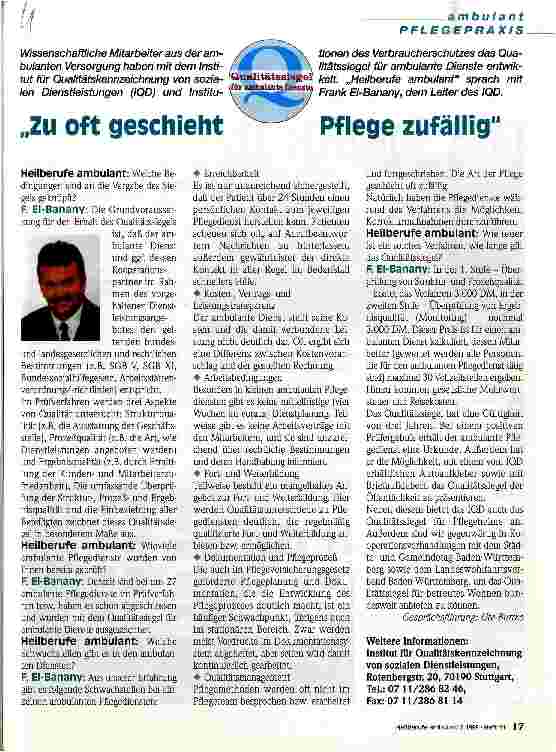 Vorschauseite 1: Zu oft geschieht Pflege zufälig