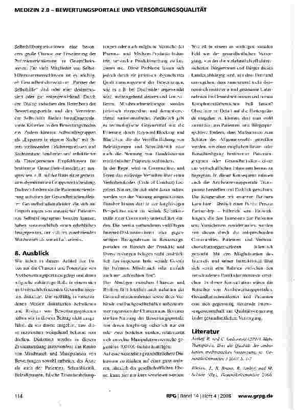 Vorschauseite 6: Arztbewertungsportale -Neue Wege im Gesundheitswesen bei Information, Bewertung und Suche im Internet