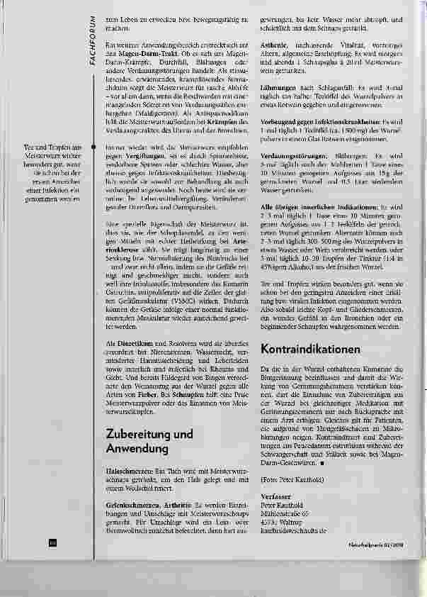 Vorschauseite 3: Meisterwurz bei Erkältungskrankheiten