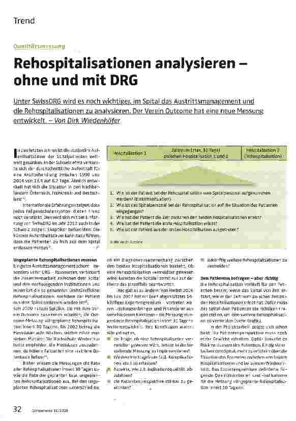 Vorschauseite 1: Rehospitalisationen analysieren -ohne und mit DRG