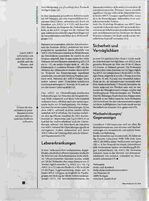 Vorschauseite 3: AHCC in der Krebstherapie