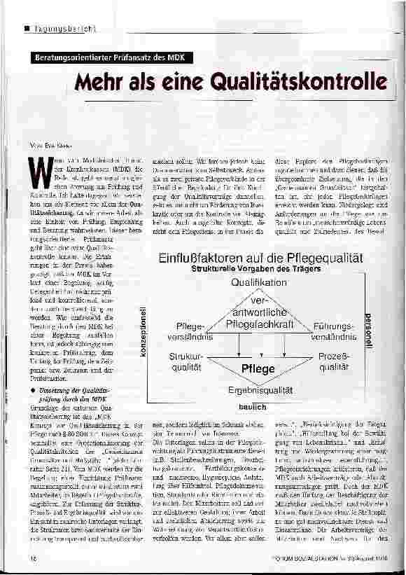 Vorschauseite 1: Mehr als eine Qualitätskontrolle Beratungsorientierter Prüfansatz des MDK