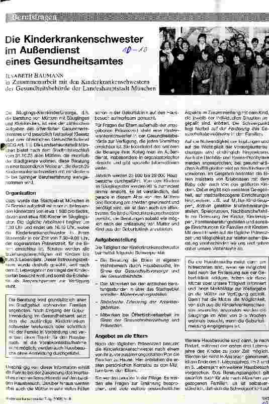 Vorschauseite 1: Die Kinderkrankenschwester im Außendienst eines Gesundheitsamtes