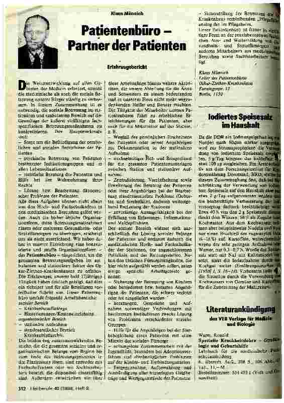 Vorschauseite 1: Patientenbüro -- Partner der Patienten