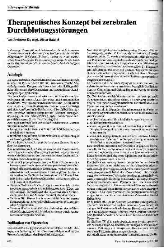 Vorschauseite 1: Therapeutisches Konzept bei zerebralen Durchblutungsstörungen