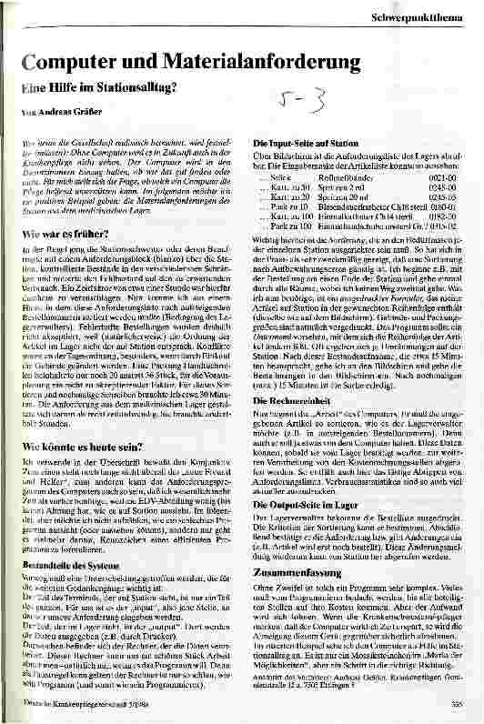 Vorschauseite 1: Computer und Materialanforderungen Eine Hilfe im Stationsalltag?