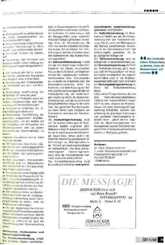 Vorschauseite 5: Mehr strategisches Controlling als Service für das Management KH-Controller müssen sich stärker auf ihre Hauptaufgaben konzentrieren