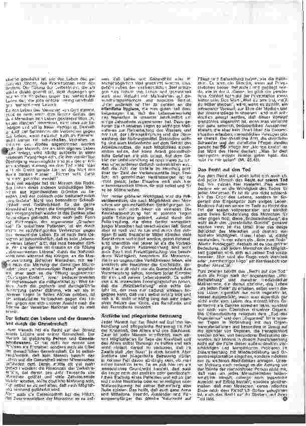 Vorschauseite 2: Lebenskunde und Berufsethik 15. Folge: Das Recht auf Leben und auf Gesundheit