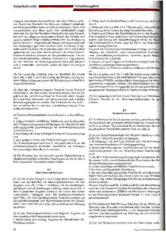 Vorschauseite 3: Verordnung über das Errichten, Betreiben und Anwenden von Medizinprodukten (Medizinprodukte-Betreiberverordnung - MPBetreibV)