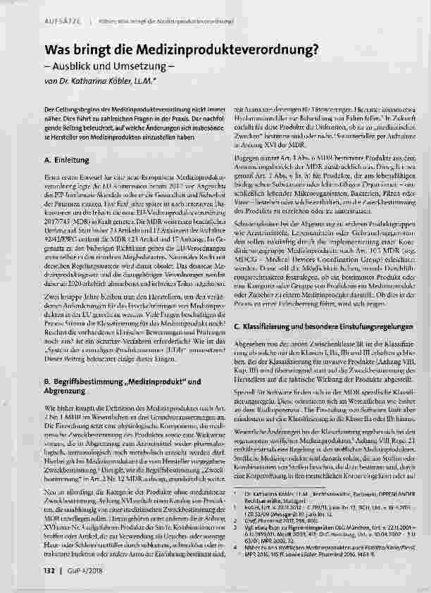 Vorschauseite 1: Was bringt die Medizinprodukteverordnung?