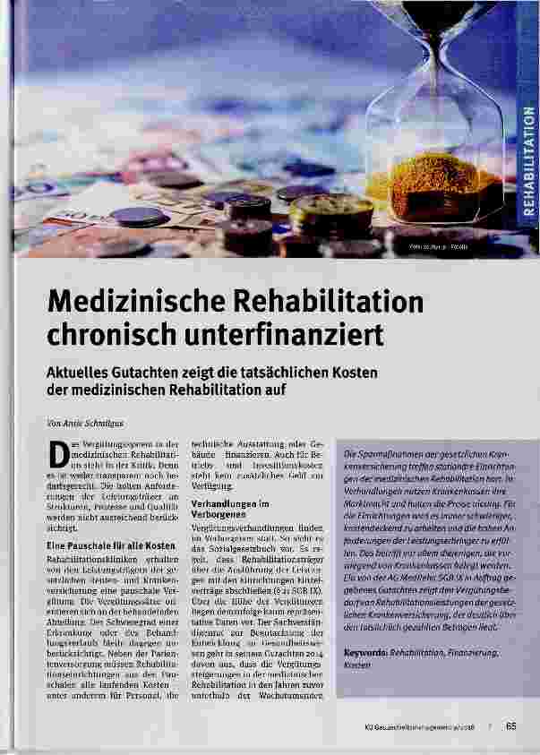 Vorschauseite 1: Medizinische Rehabilitation chronisch unterfinanziert