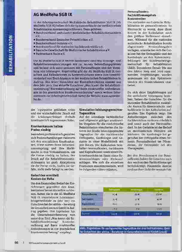 Vorschauseite 2: Medizinische Rehabilitation chronisch unterfinanziert