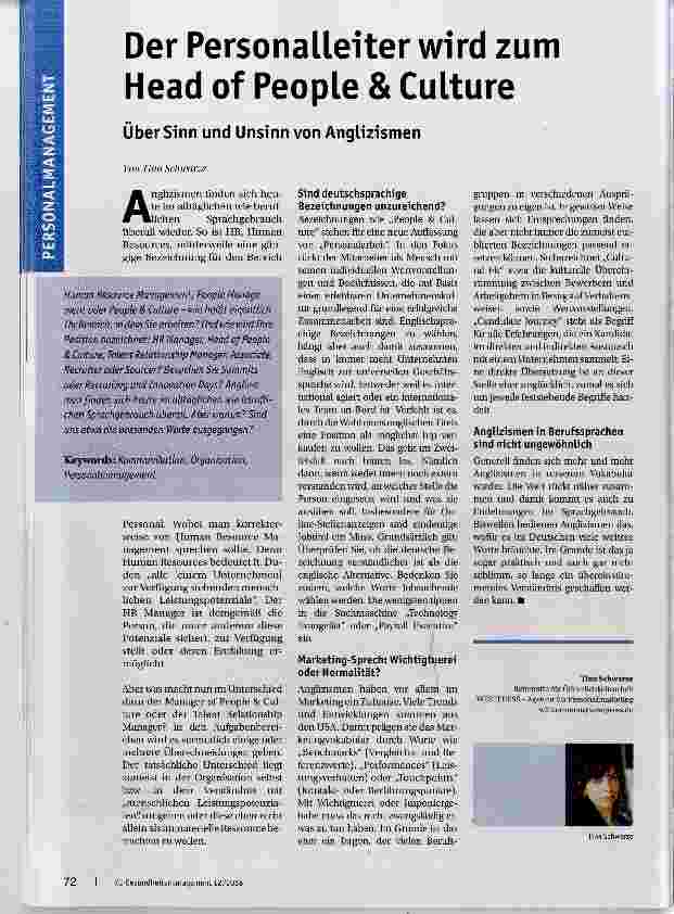 Vorschauseite 1: Der Personalleiter wird zum Head of People & Culture