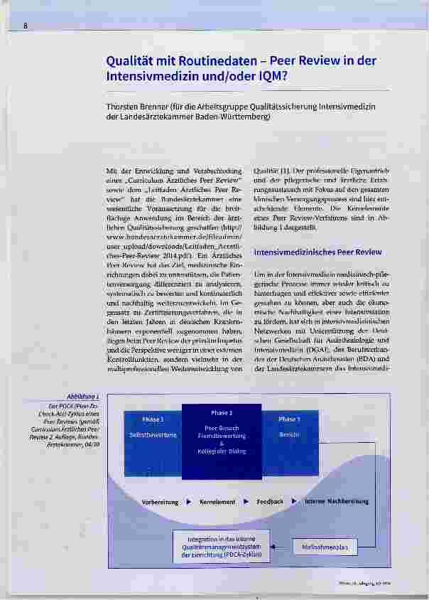 Vorschauseite 1: Qualität mit Routinedaten - Peer Review in der Intensivmedizin und/oder IQM?