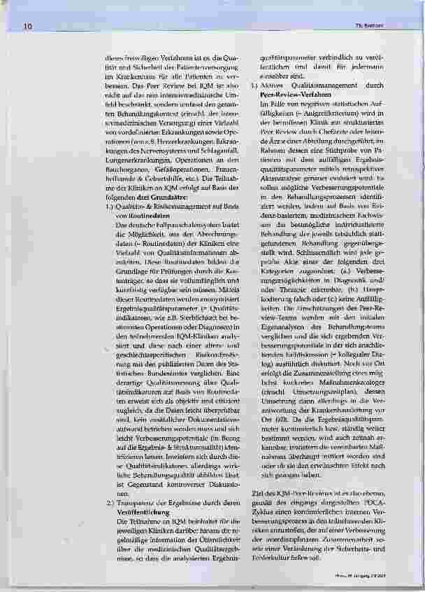 Vorschauseite 3: Qualität mit Routinedaten - Peer Review in der Intensivmedizin und/oder IQM?
