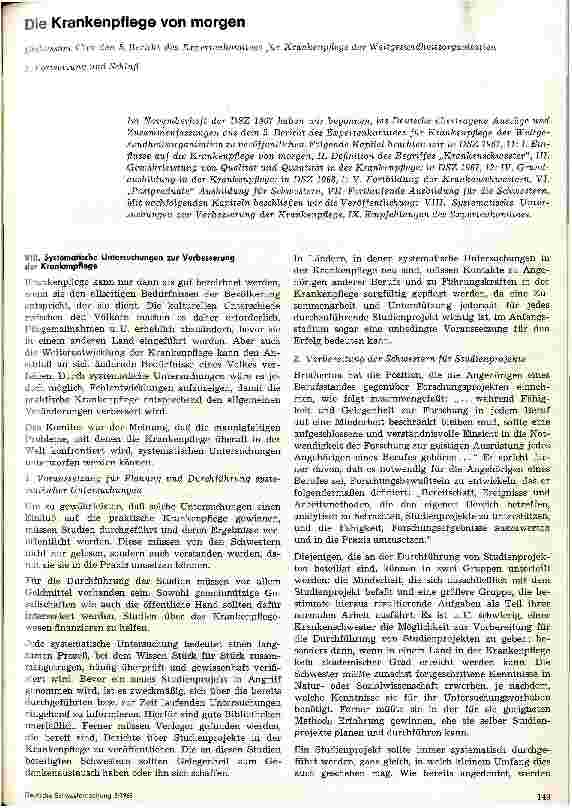 Vorschauseite 1: Die Krankenpflege von morgen Diskussion über den 5. Bericht des Komitees für Krankenpflege der WHO