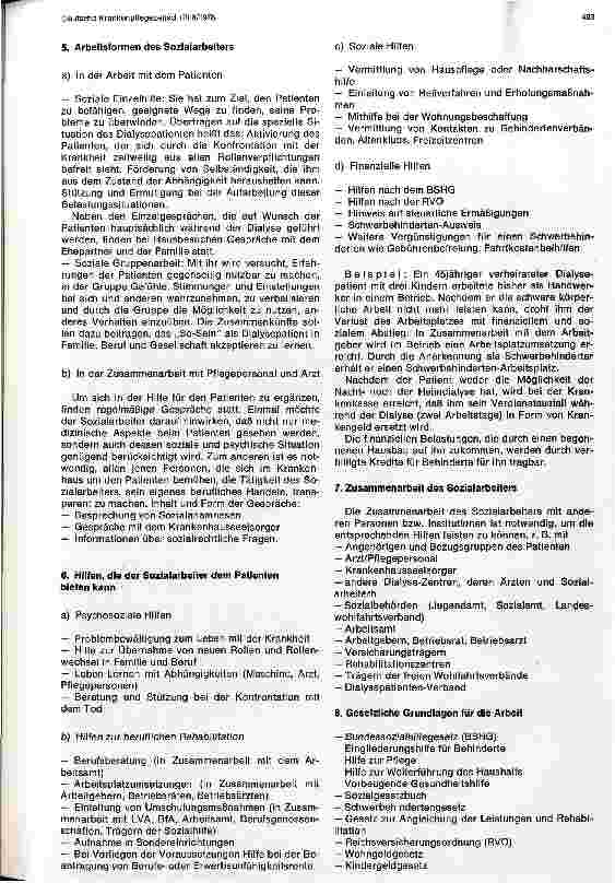 Vorschauseite 2: Sozialarbeit mit Dialysepatienten