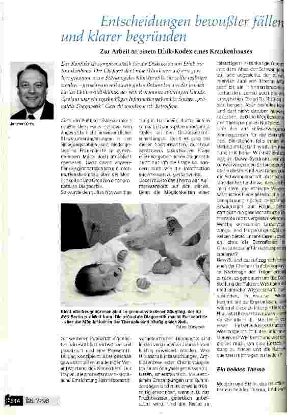 Vorschauseite 1: Entscheidungen bewußter fällen und klarer begründen Zur Arbeit an einem Ethik-Kodex eines Krankenhauses