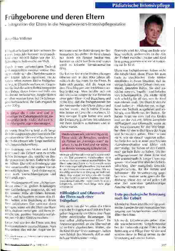 Vorschauseite 1: Frühgeborene und deren Eltern Integration der Eltern in die Neugeborenen-Intensivpflegestation